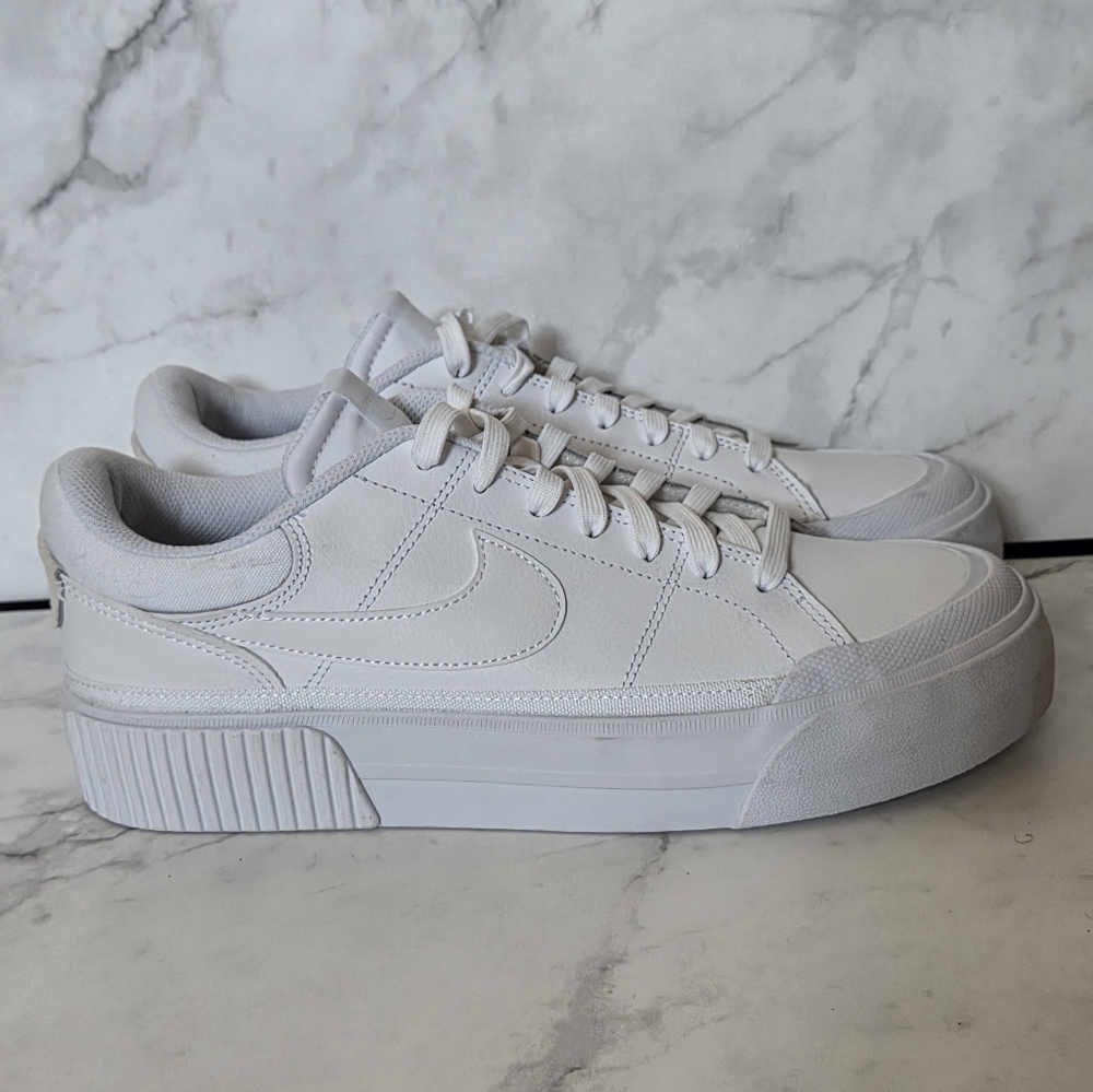 Nike Court Legacy Lift Triple White Womens Sneakers Shoes Size 10